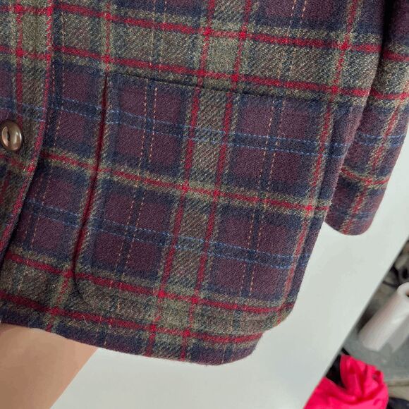VTG Pendleton Wool Plaid Jacket Blazer Burgundy Green Navy SZ L Made in USA - Picture 13 of 14
